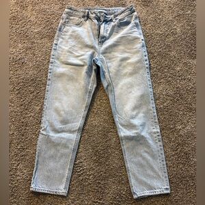 American Eagle Light Wash Cropped Straight Jeans - Size: 6 Short